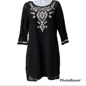 EXPRESS Aztec Tribal lace black mini dress size Medium